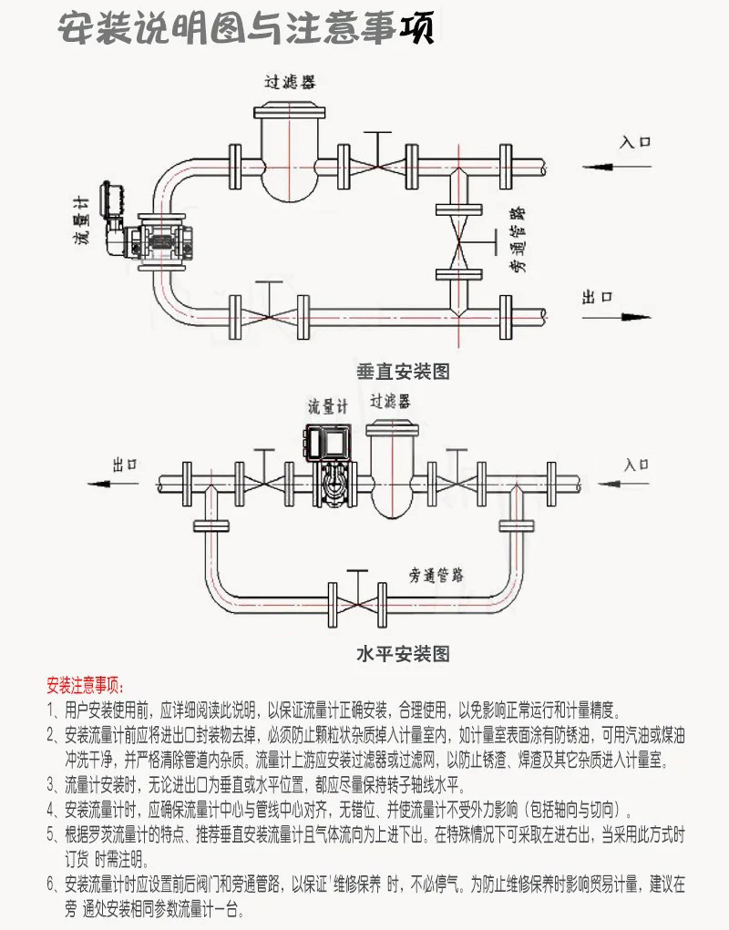 ic卡氣體羅茨流量計(jì)安裝說(shuō)明圖